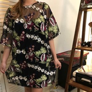 Floral dress with black lining underneath